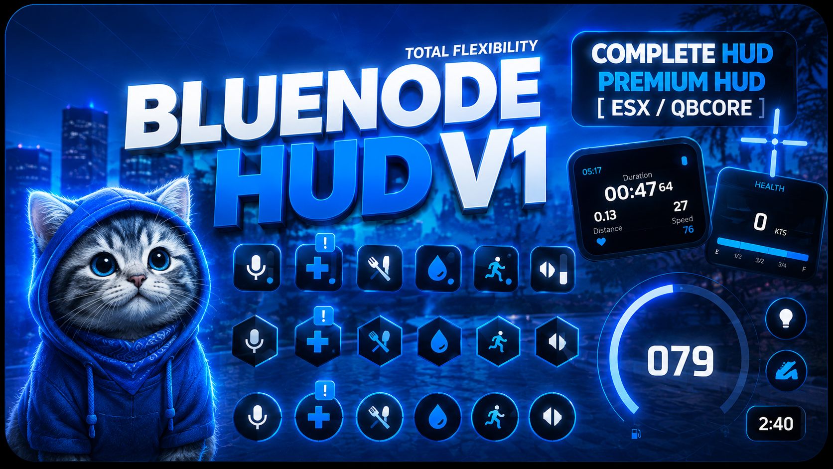 BlueNode HUD V1 — Premium FiveM HUD