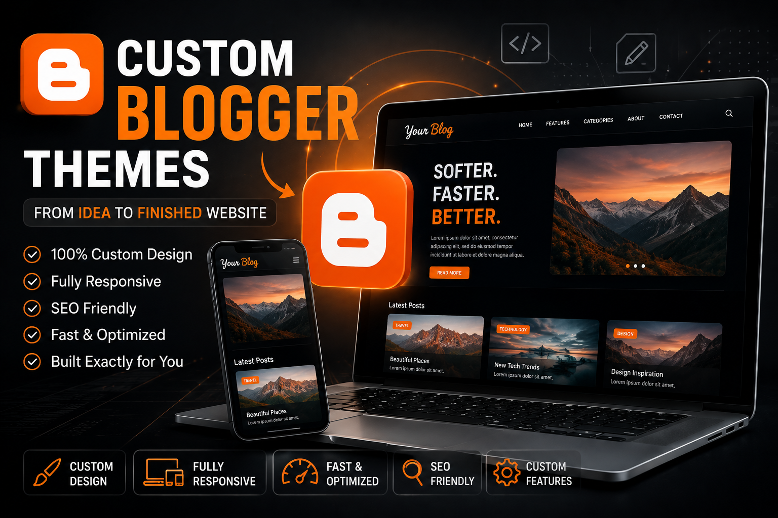 Modern Responsive Blogger / Blogspot Theme