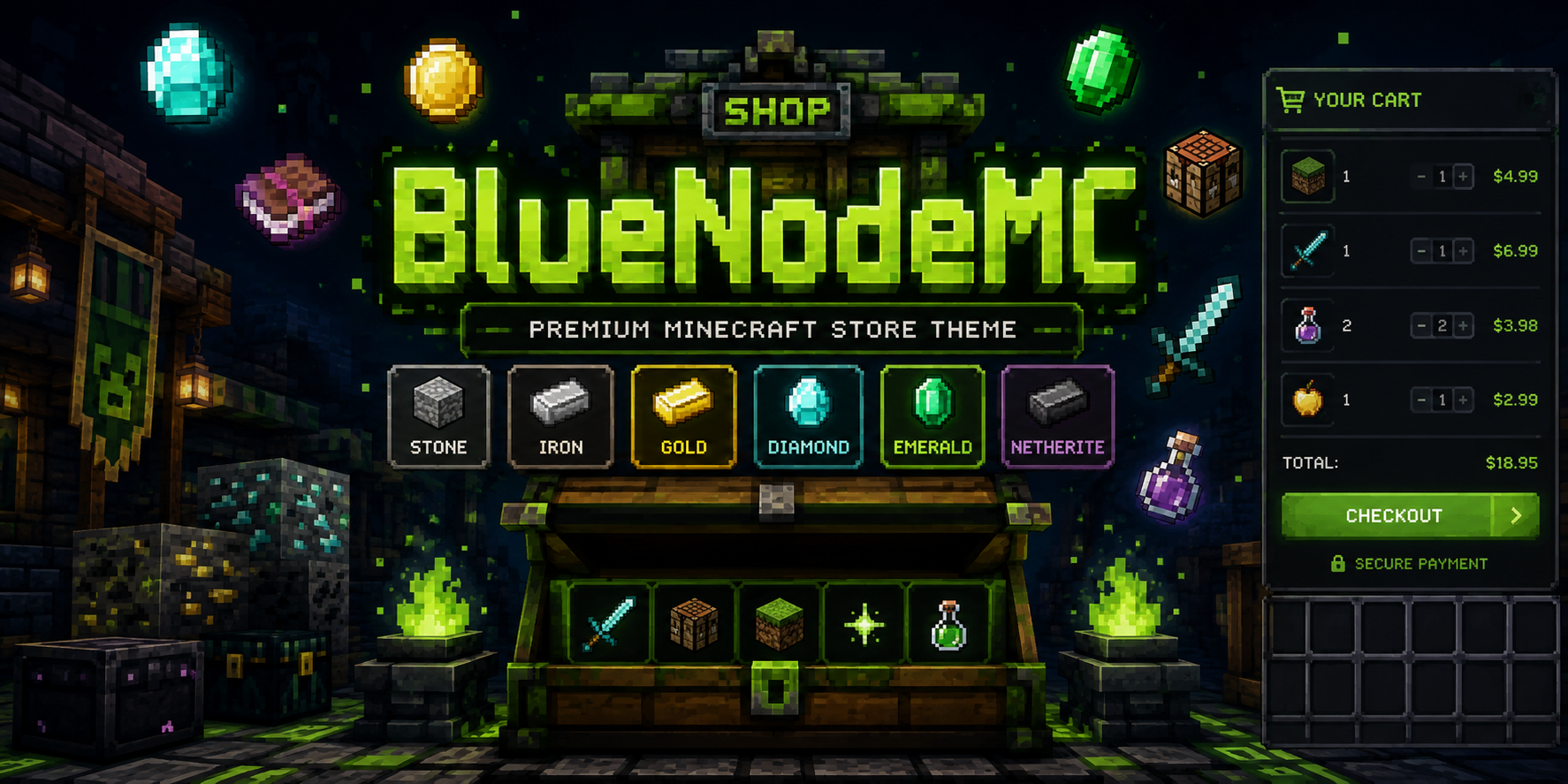 BlueNodeMC Minecraft SellAuth Theme v1.0